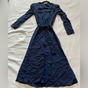 Reformation navy and white polka dot dress. Size xs